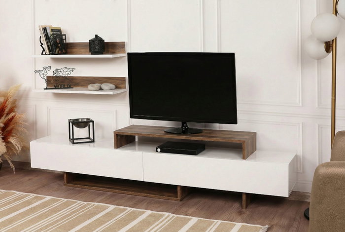 Hanah Home Mueble de TV Nirvana Blanco y Teca Hanah Home Mueble de TV Nirvana Blanco y Teca
